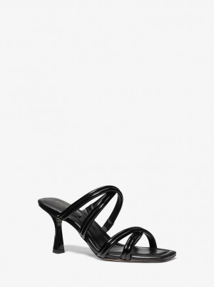 Michael Kors Corrine Patent Sandal Sandalet Kadın Siyah | 638591-ARW