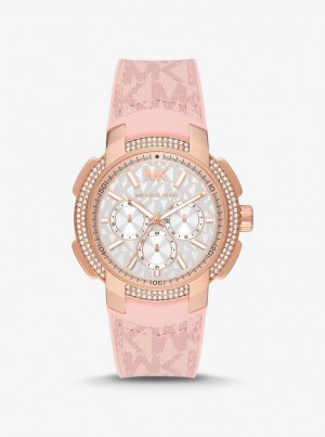 Michael Kors Oversized Sydney Pave Rose Gold-Tone and Logo Watch Gold-tone Kadın Pembe | 038649-OGH
