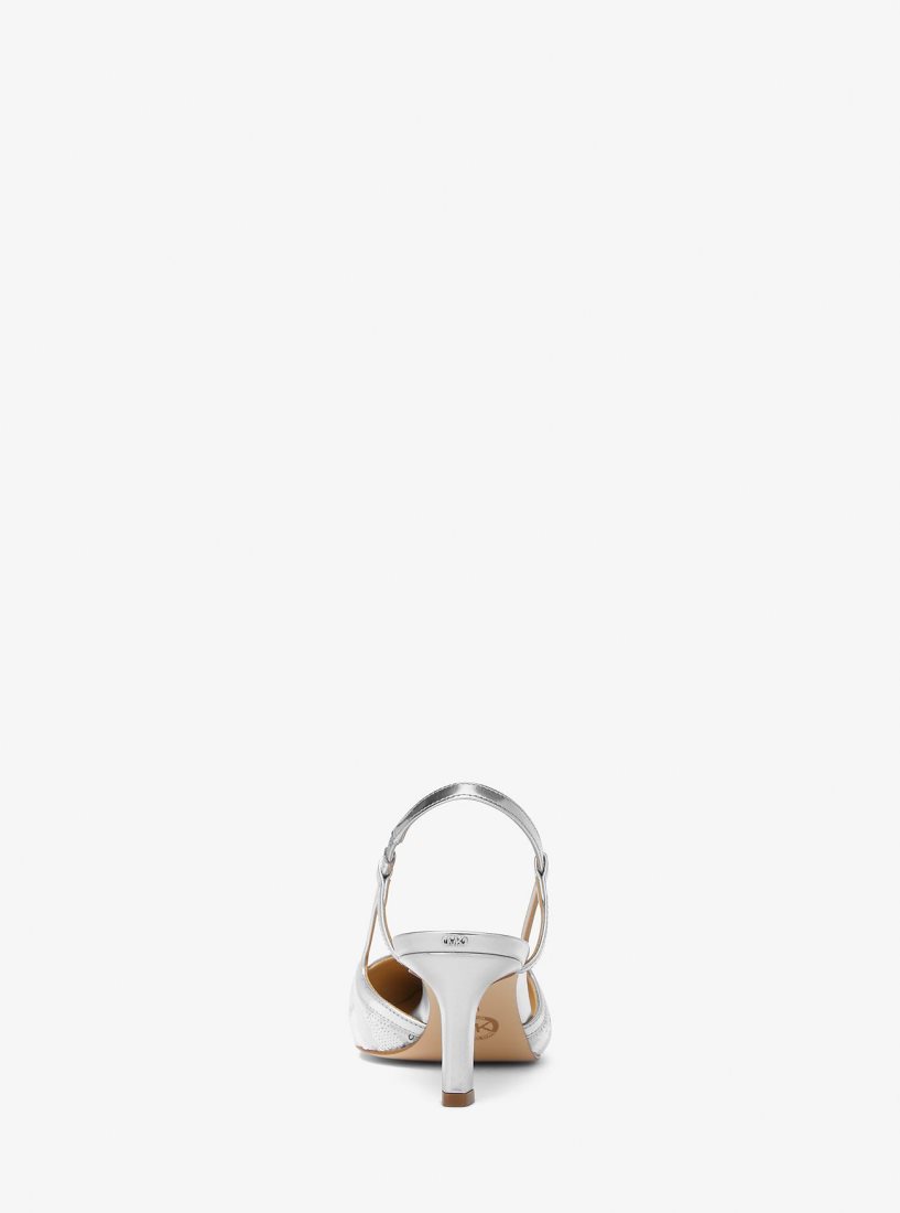 Michael Kors Alora Sequined Zebra Slingback Pump Stiletto Kadın Beyaz Gümüş | 524609-UMY