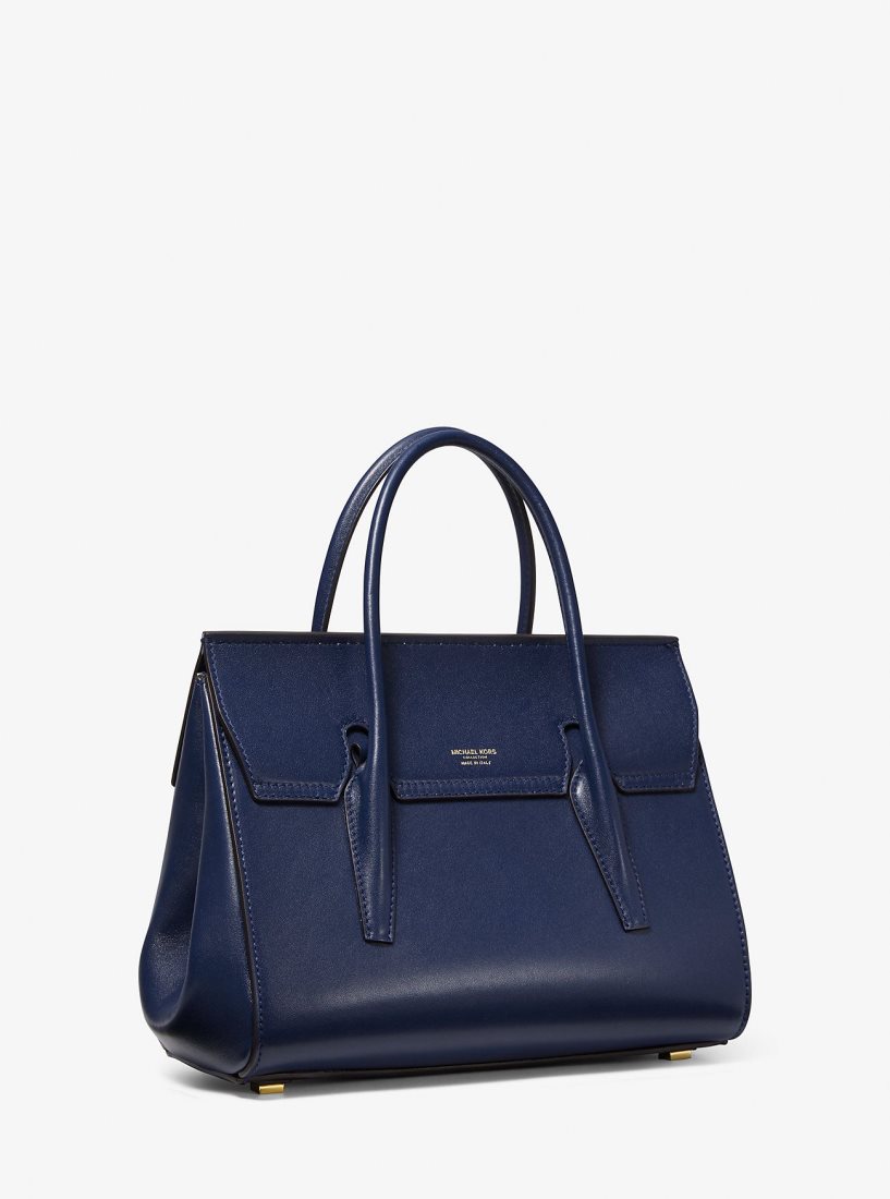 Michael Kors Campbell Medium Leather Satchel Satchel Çanta Kadın Lacivert | 329516-YCL