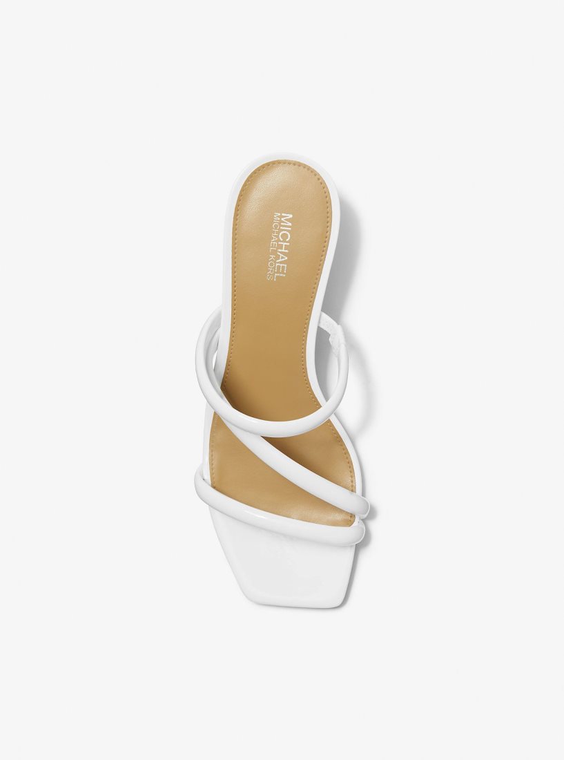 Michael Kors Celia Patent Kitten Sandal Sandalet Kadın Beyaz | 890451-EUZ