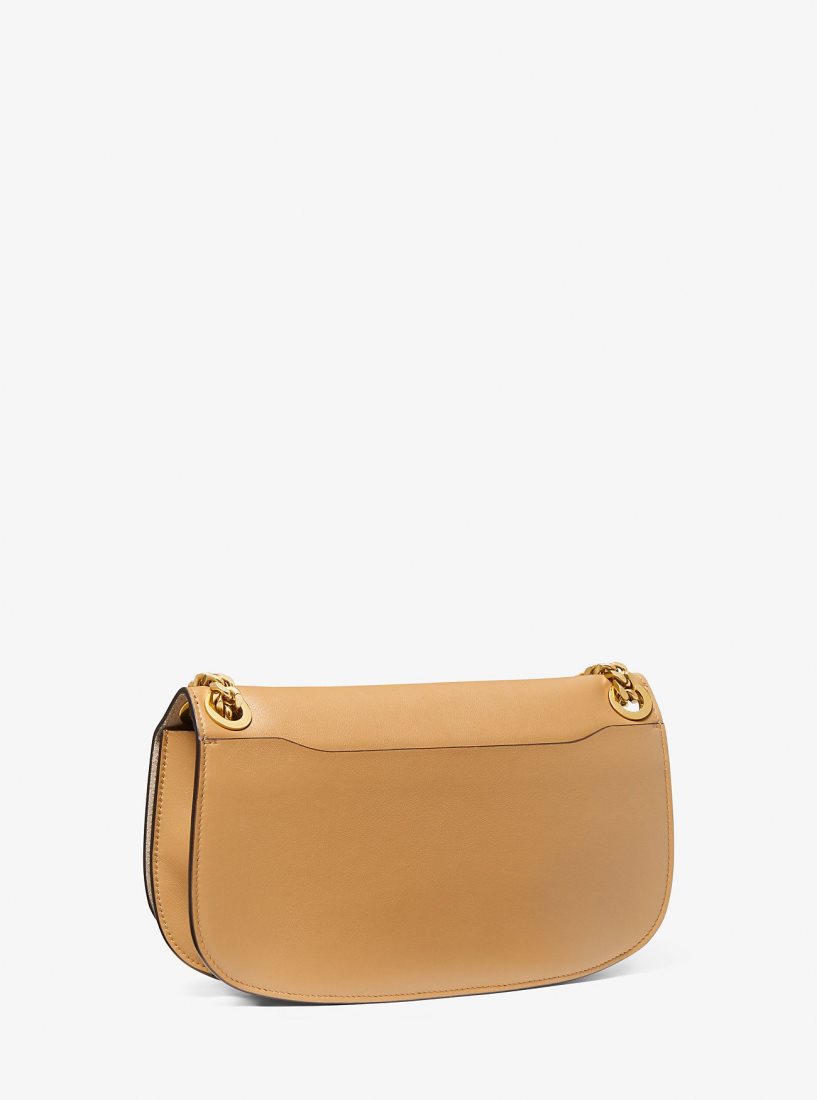 Michael Kors Christie Medium Leather Envelope Bag Debriyaj Çanta Kadın Kahverengi | 108967-MNA