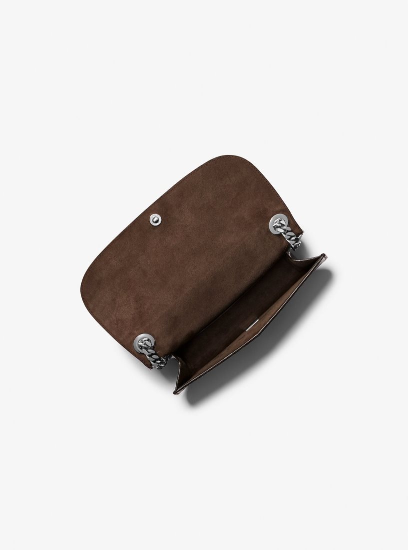 Michael Kors Christie Mini Crocodile Embossed Leather Envelope Bag Debriyaj Çanta Kadın Çikolata | 657430-FDU