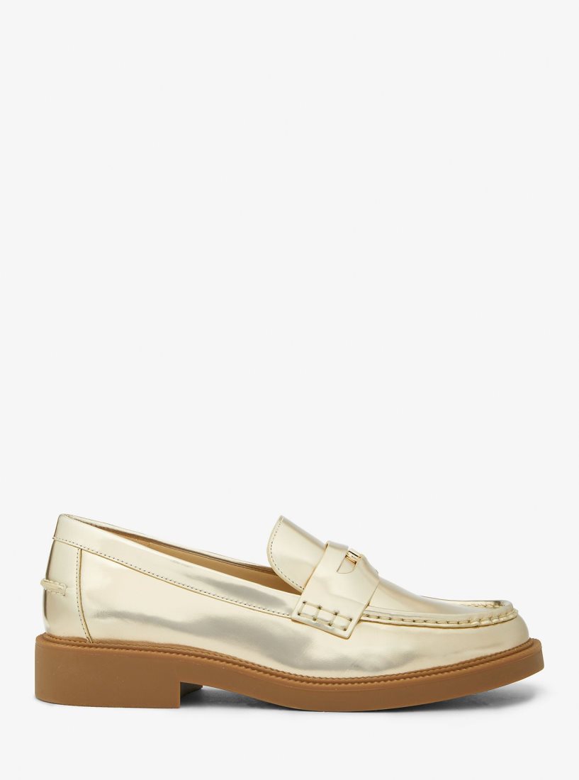 Michael Kors Eden Metallic Leather Loafer Düz Ayakkabı Kadın Altın | 586703-HBA