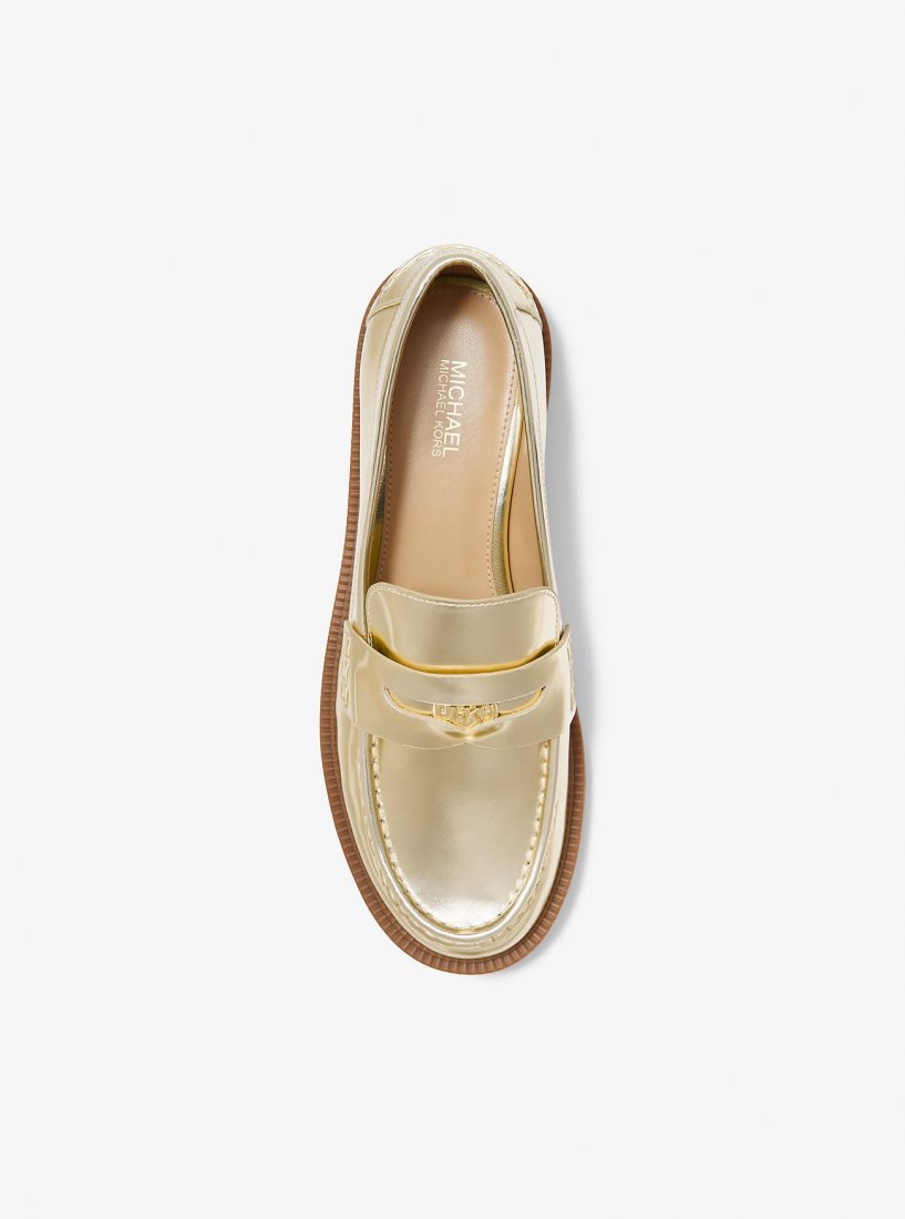 Michael Kors Eden Metallic Leather Loafer Düz Ayakkabı Kadın Altın | 586703-HBA