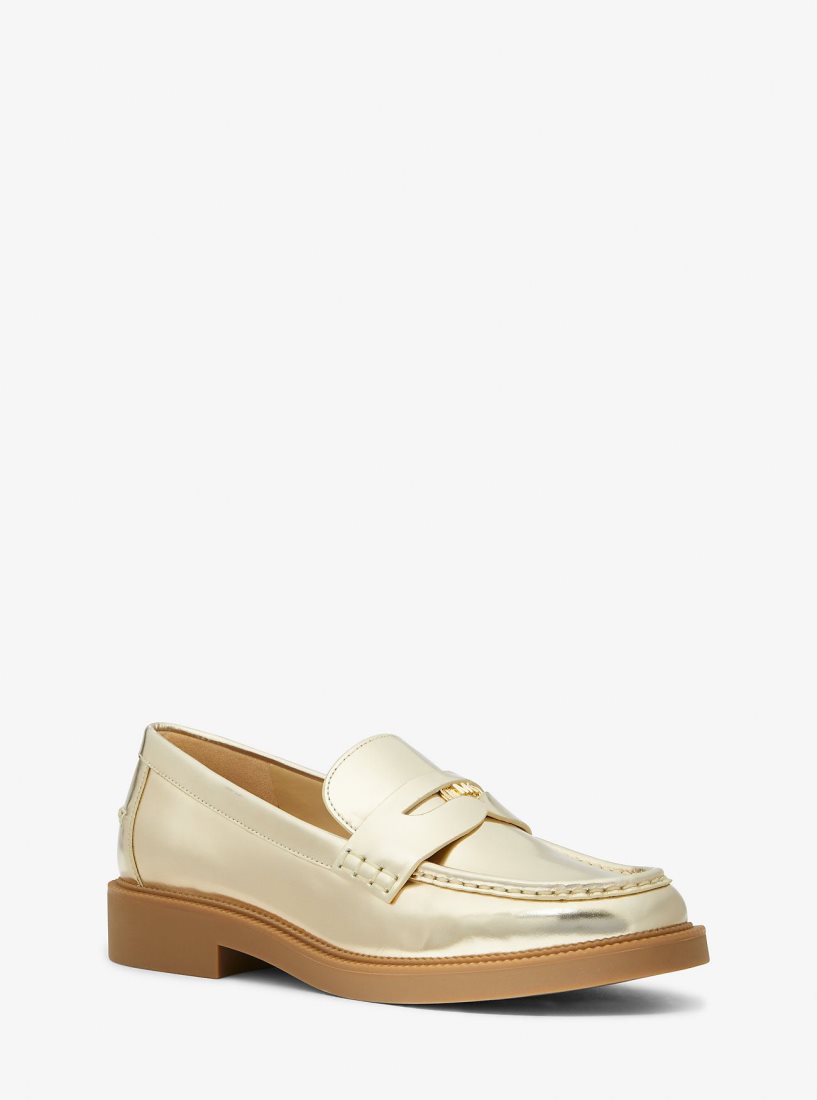 Michael Kors Eden Metallic Leather Loafer Düz Ayakkabı Kadın Altın | 586703-HBA