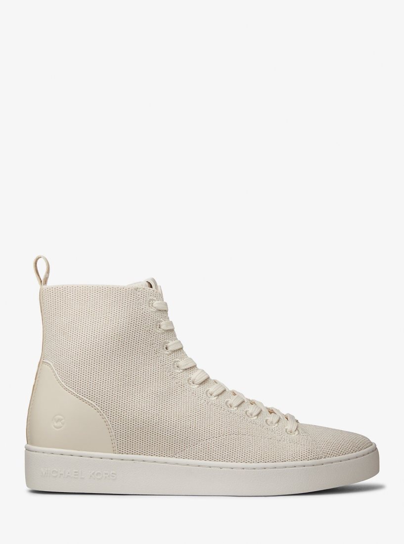 Michael Kors Edie Metallic Knit High-Top Sneaker Spor Ayakkabı Kadın Krema | 036279-JYM