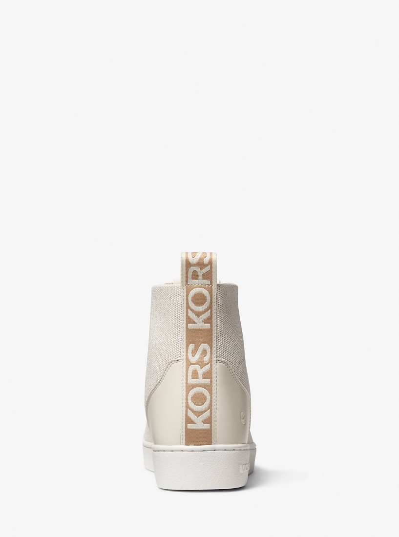 Michael Kors Edie Metallic Knit High-Top Sneaker Spor Ayakkabı Kadın Krema | 036279-JYM