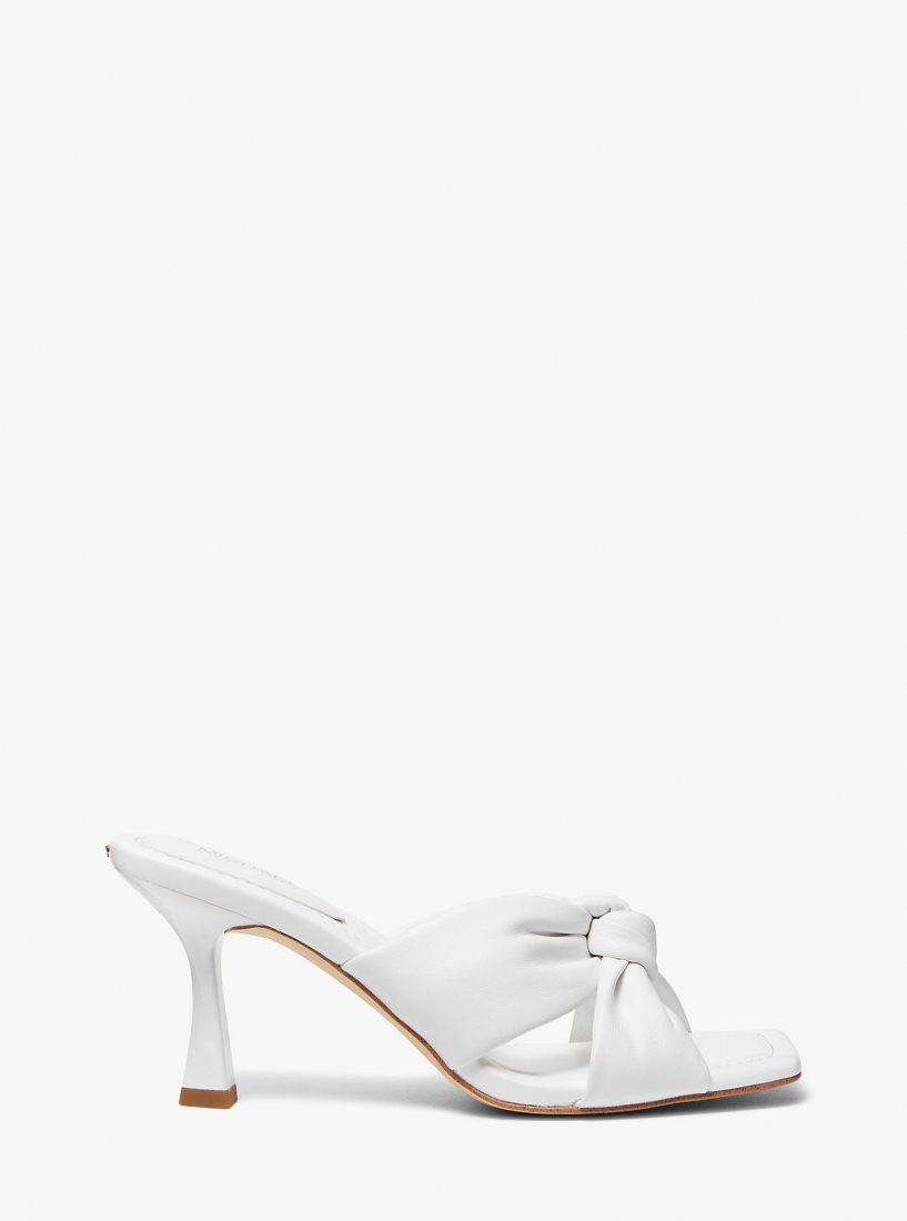 Michael Kors Elena Leather Sandal Sandalet Kadın Beyaz | 439027-DQP