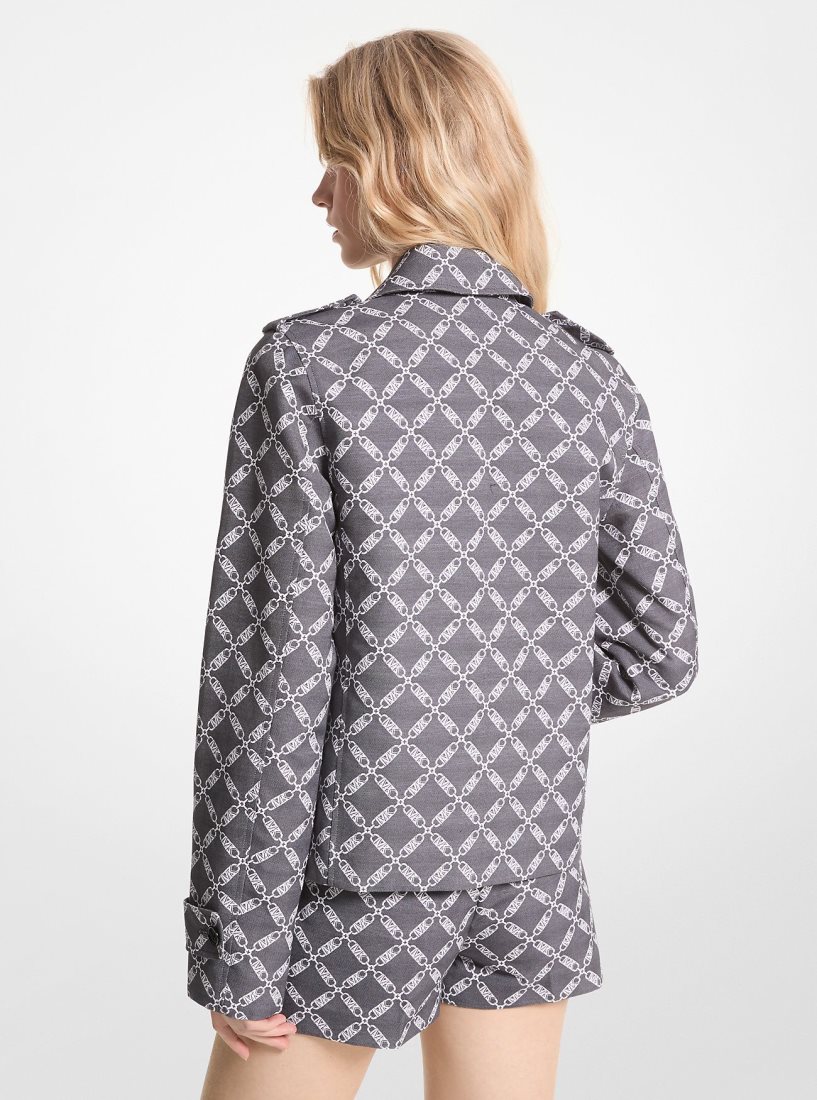 Michael Kors Empire Logo Jacquard Cropped Peacoat Mont Kadın Siyah Beyaz | 368207-VJF