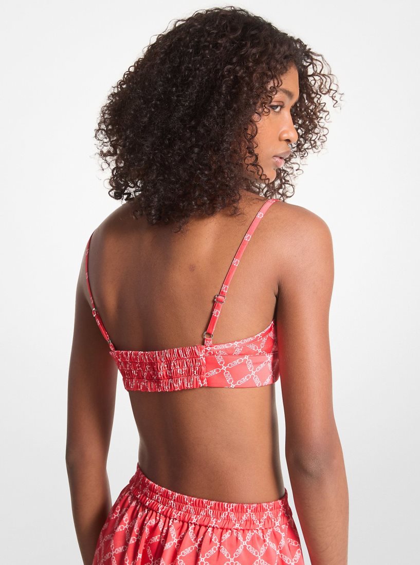 Michael Kors Empire Logo Print Satin Bra Top Üstler Kadın Mercan | 574903-FYD