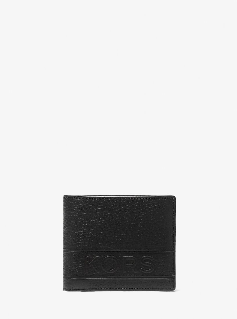 Michael Kors Hudson Pebbled Leather Billfold Wallet With Coin Pouch Cüzdan Erkek Siyah | 398247-BJR