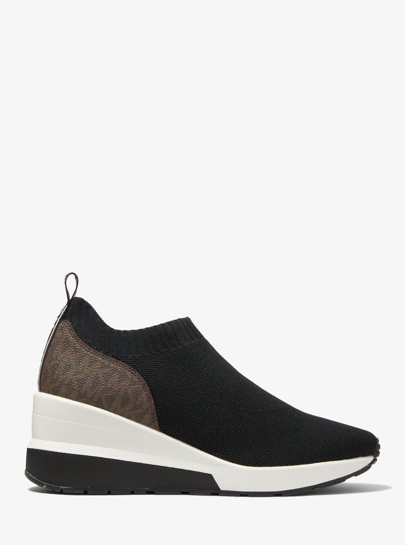 Michael Kors Mabel Stretch Knit and Signature Logo Slip-On Trainer Spor Ayakkabı Kadın Siyah | 738951-BXM