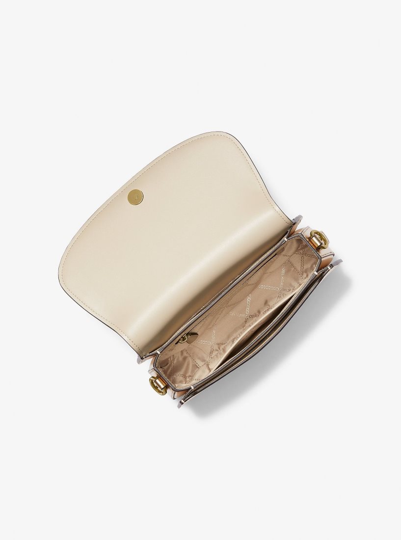Michael Kors Mila Medium Metallic Leather Messenger Bag Çapraz Çanta Kadın Altın | 143902-REP
