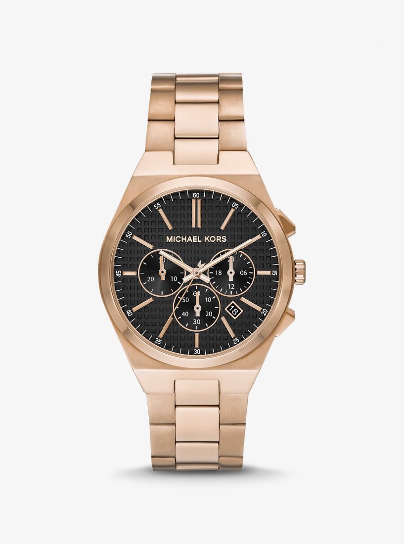 Michael Kors Oversized Lennox Beige Gold-Tone Watch Gold-tone Erkek Husk | 357890-KMZ