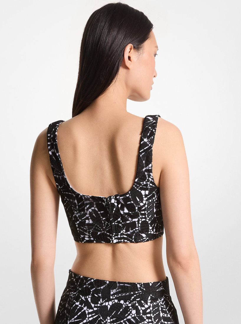 Michael Kors Palm Lace Bralette Top Üstler Kadın Siyah | 865714-BNK