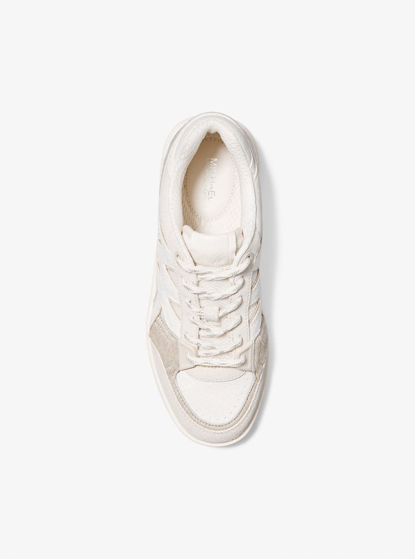 Michael Kors Rebel Mixed-Media Sneaker Spor Ayakkabı Kadın Bej Rengi Renkli | 804152-XVL