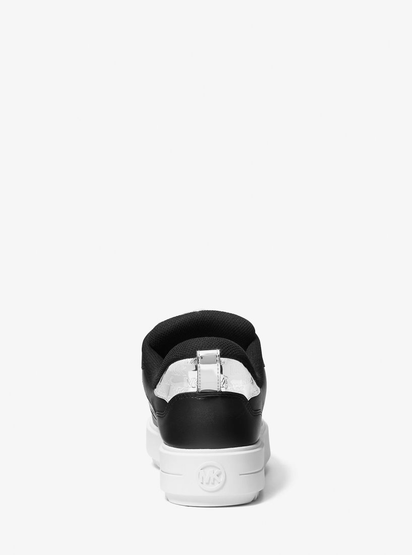 Michael Kors Rumi Leather and Logo-Embossed Metallic Platform Sneakers Spor Ayakkabı Kadın Gümüş | 253901-LCK