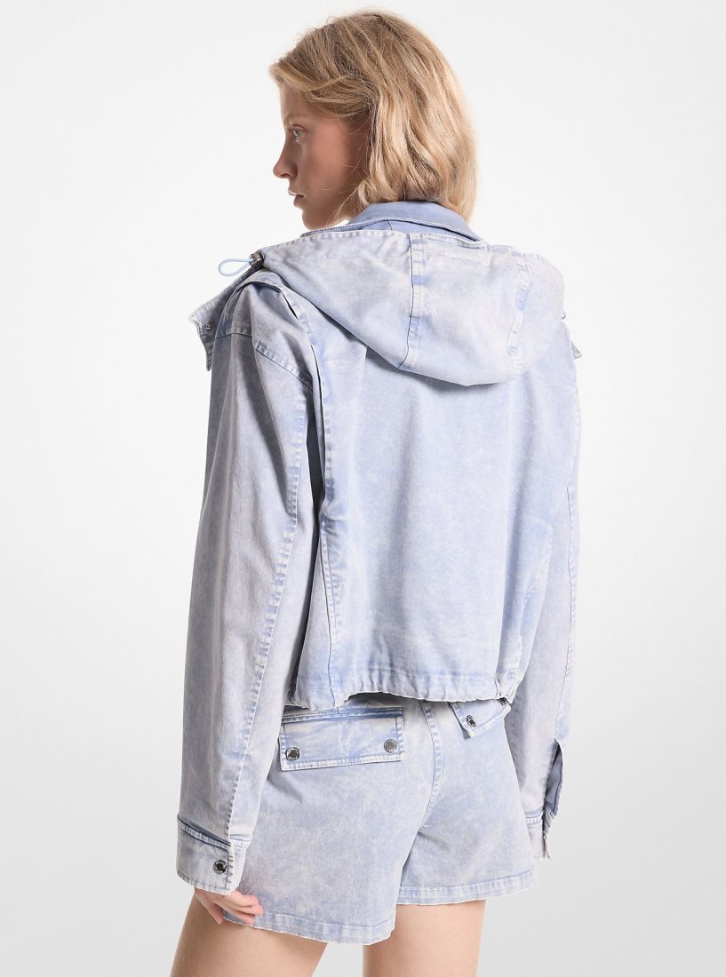 Michael Kors Stretch Organic Cotton Cropped Jacket Mont Kadın Chambray | 205187-ZXV