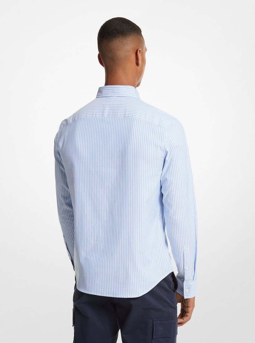 Michael Kors Striped Stretch Cotton Shirt Gömlek Erkek Mavi | 502138-MQB