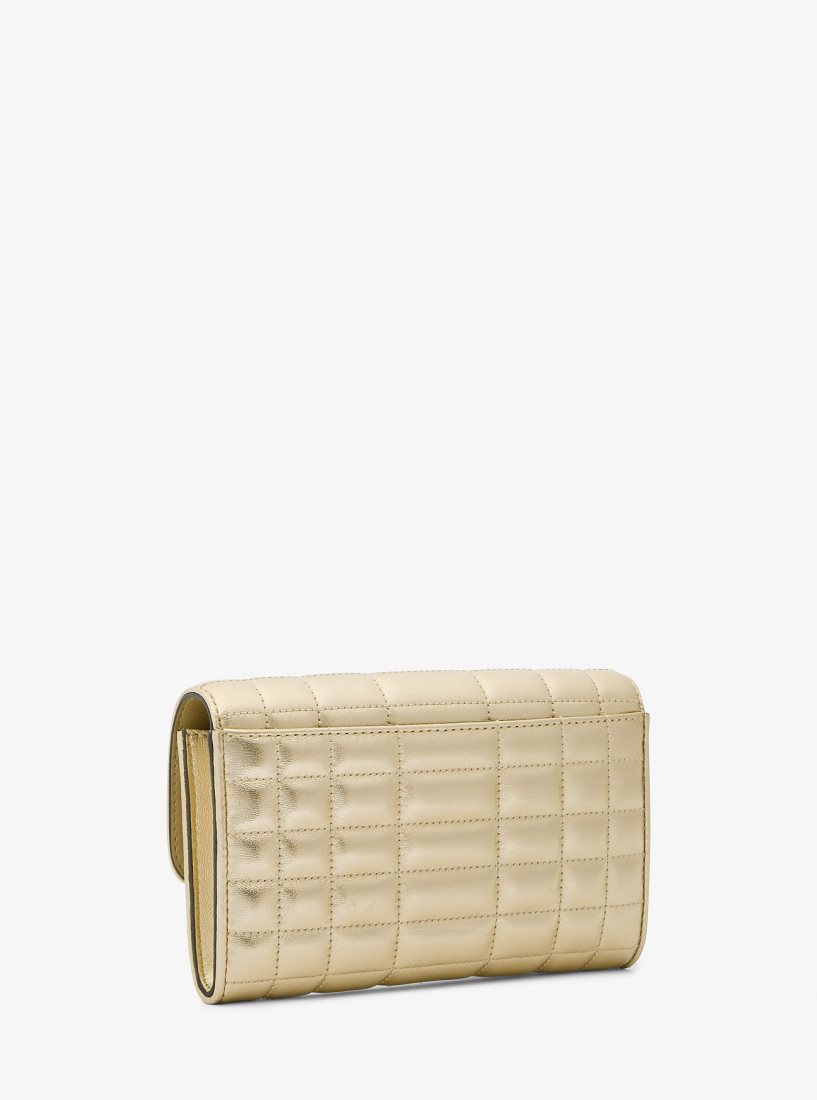 Michael Kors Tribeca Large Metallic Leather Convertible Crossbody Bag Çapraz Çanta Kadın Altın | 906854-RHX
